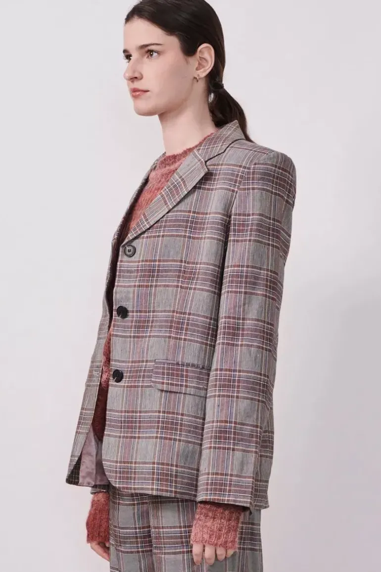 POL Halcyon Boyfriend Jacket In Check