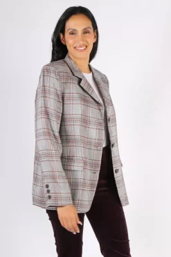 POL Halcyon Boyfriend Jacket In Check