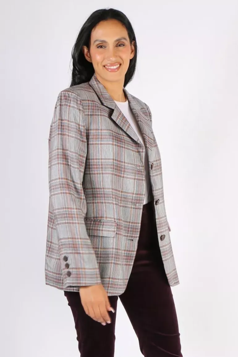 POL Halcyon Boyfriend Jacket In Check
