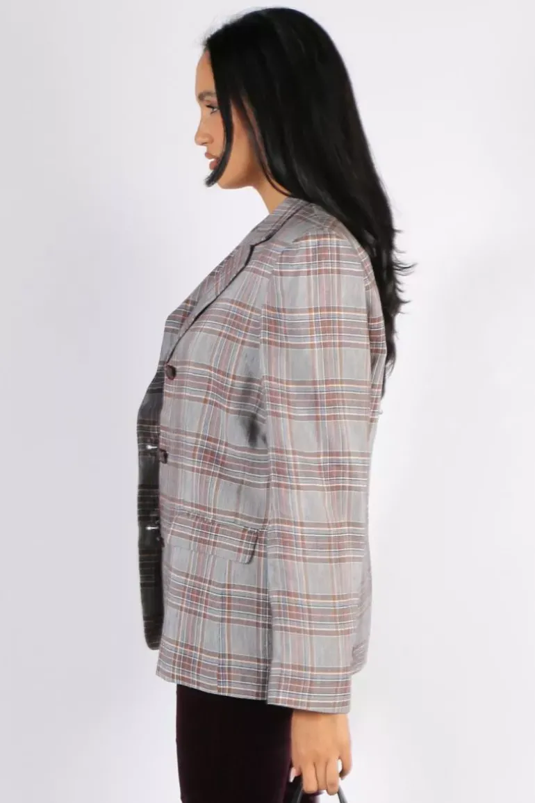 POL Halcyon Boyfriend Jacket In Check
