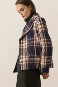 POL Holland Pea Coat In Check