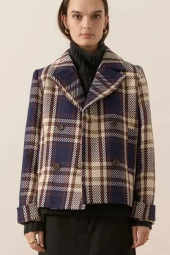 POL Holland Pea Coat In Check