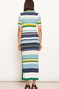 Pol Stripe Lido Dress In Green