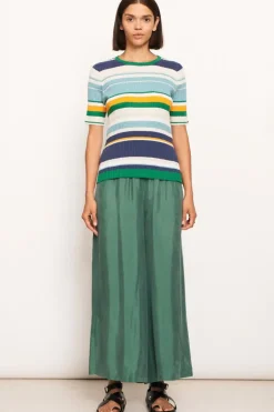 Pol Stripe Lido Top In Green