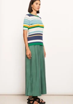 Pol Stripe Lido Top In Green