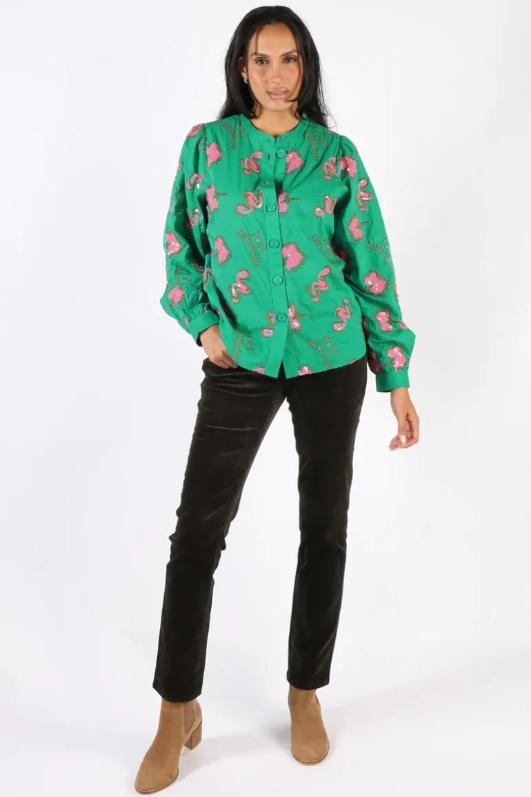 POM Beaded Highlight Shirt In Green