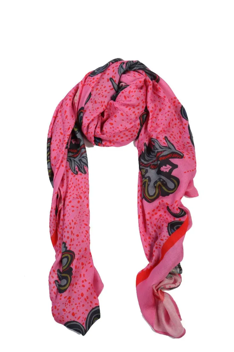 POM Floral Flouro Scarf In Multi
