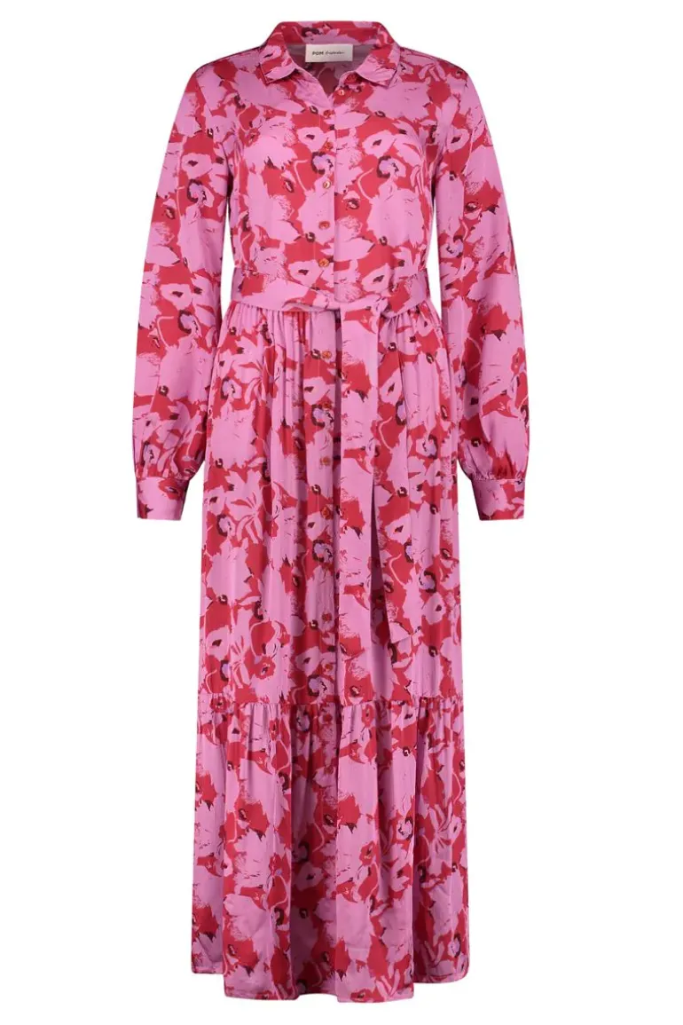 Pom Roze Flowers Dress In Hot Pink