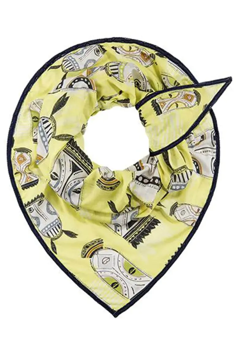 Pom Tribal Marks Scarf In Lime
