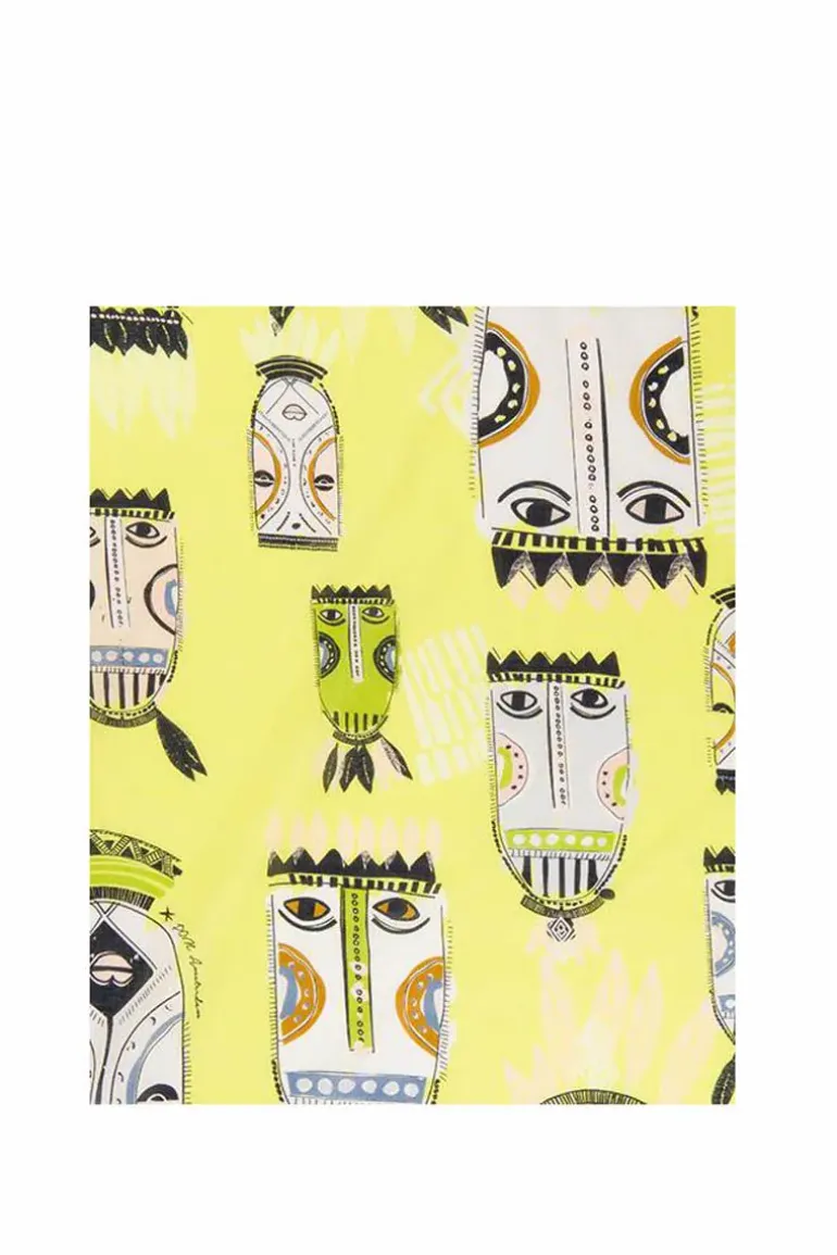 Pom Tribal Marks Scarf In Lime