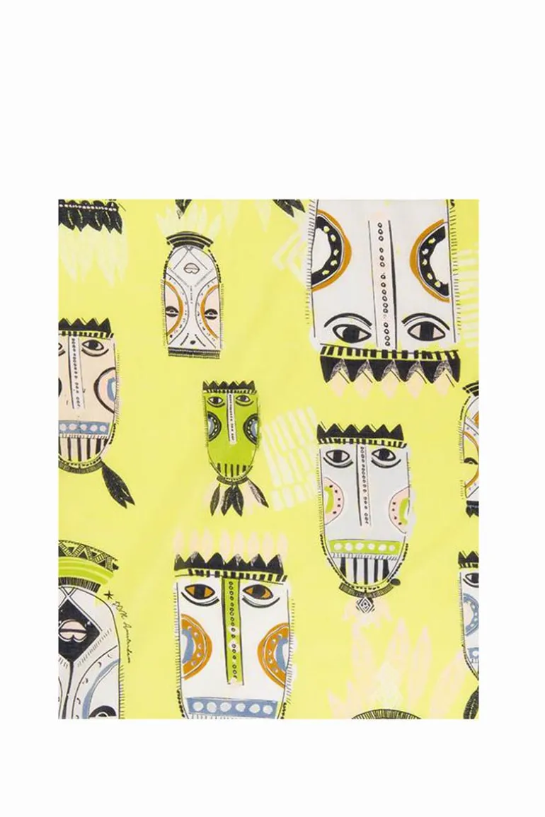 Pom Tribal Marks Scarf In Lime