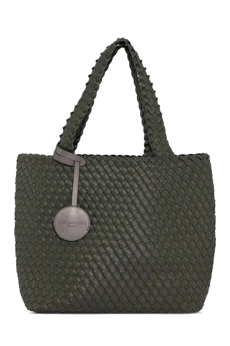 Reversible Woven Tote Bag By Ilse Jacobsen In Gunmetal
