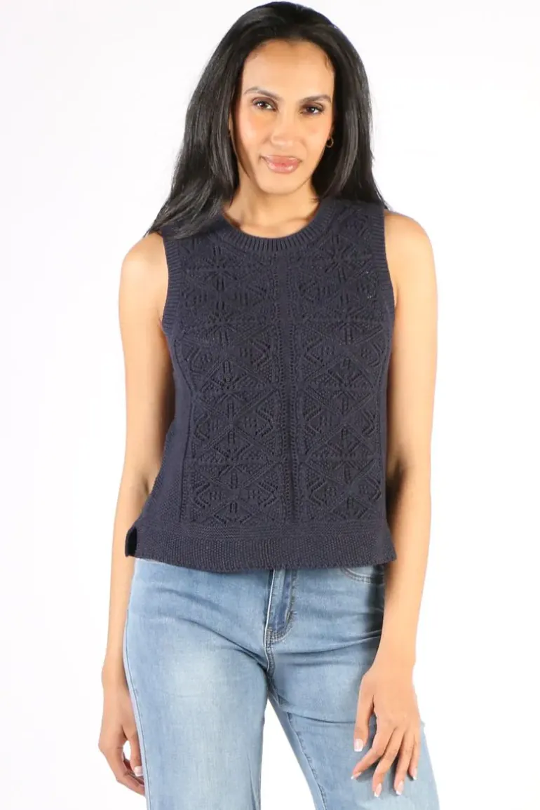 Seasalt Doe Path Knitted Vest In Navy
