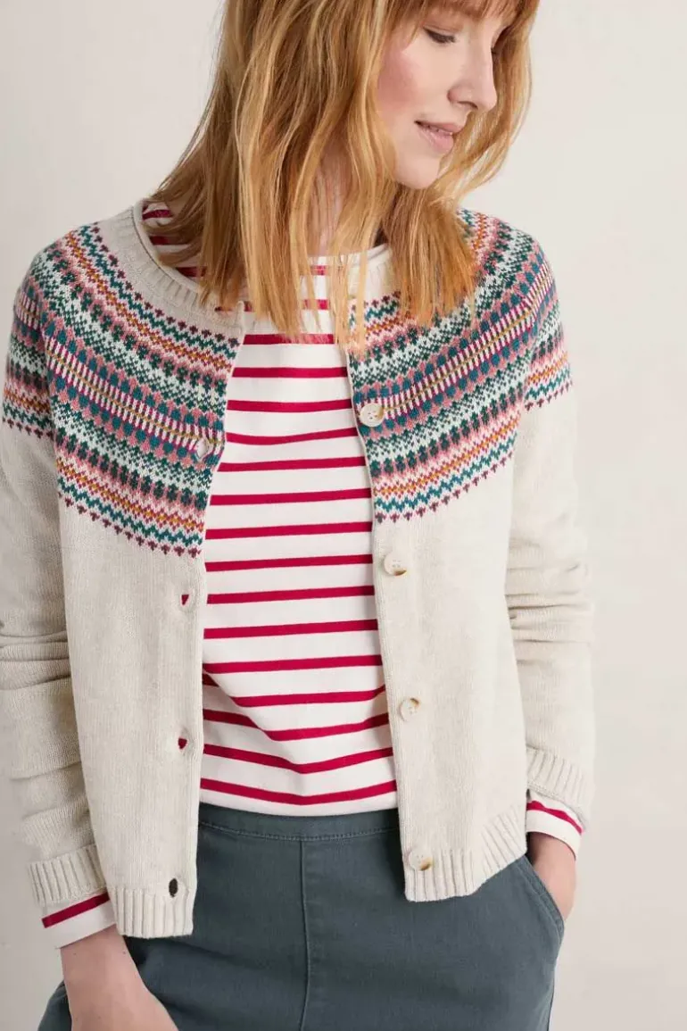 Seasalt Floral Fence Wild Berry Sweet Pea Cardigan In Ivory