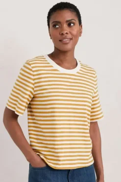 Seasalt Mini Cornish Honeydew Stripe Tee In Mustard