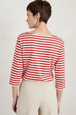 Seasalt Mini Cornish Tomato Chalk Sailor Top In Tomato