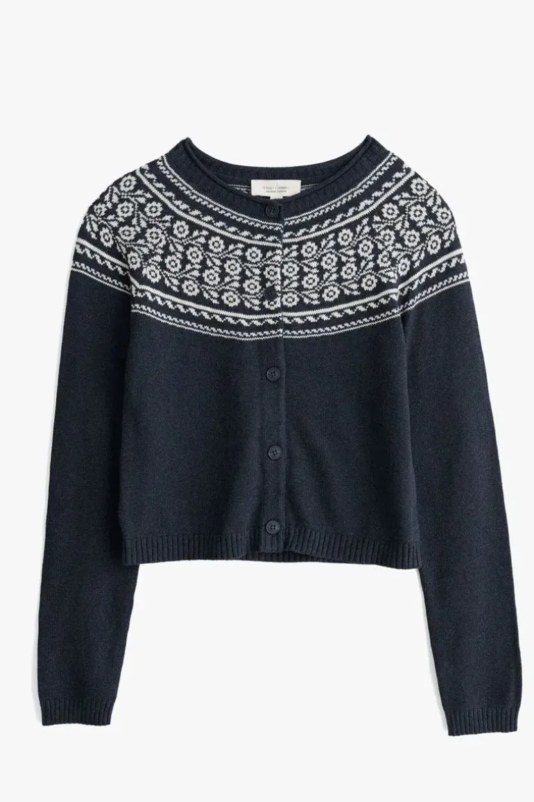 Seasalt Tapestries Inkwell Ecru Sweet Pea Cardigan In Navy
