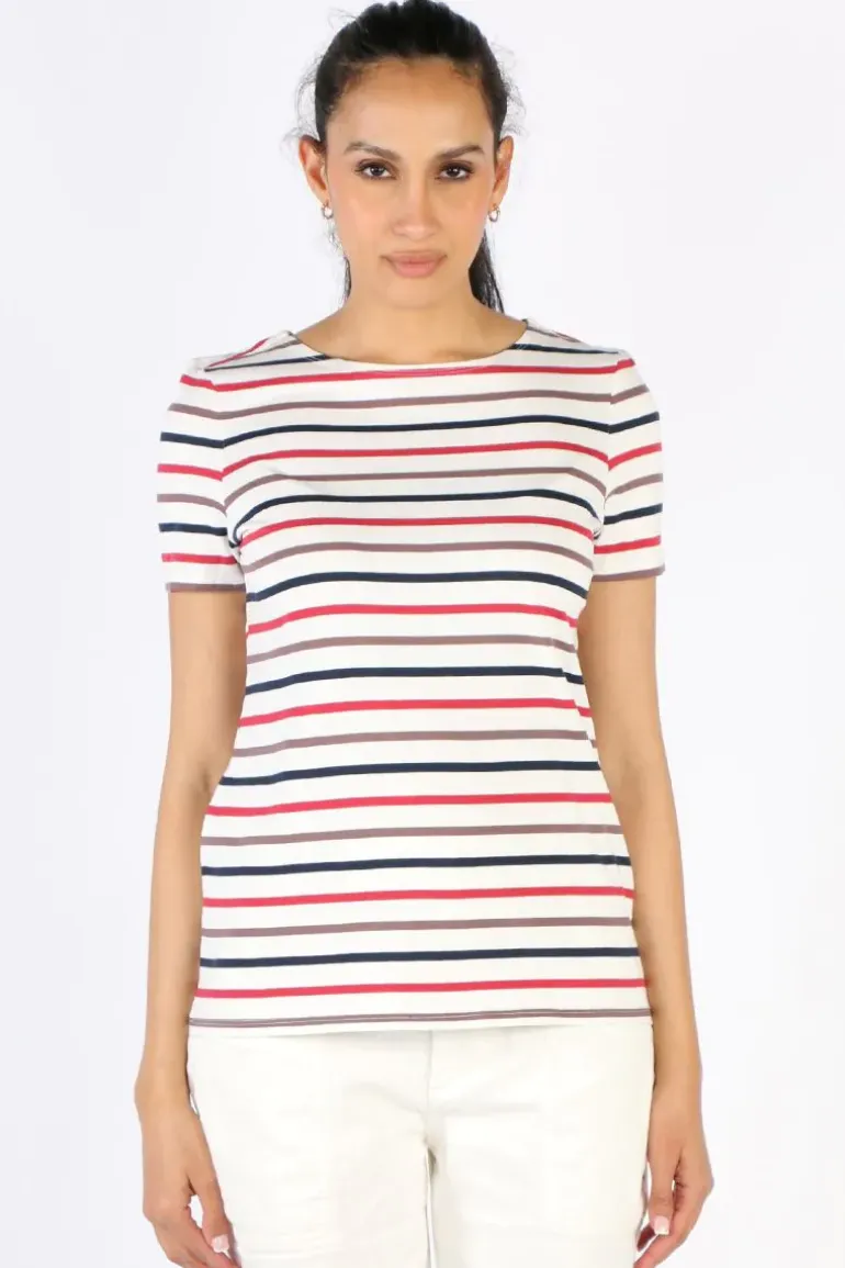Seasalt Tri Breton Chalk Plum Sailor Tshirt In Stripe