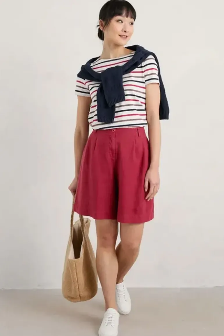 Seasalt Tri Breton Chalk Plum Sailor Tshirt In Stripe