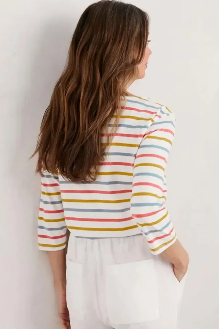 Seasalt Tri Breton Chalk Crab Shell Sailor Top In Stripe