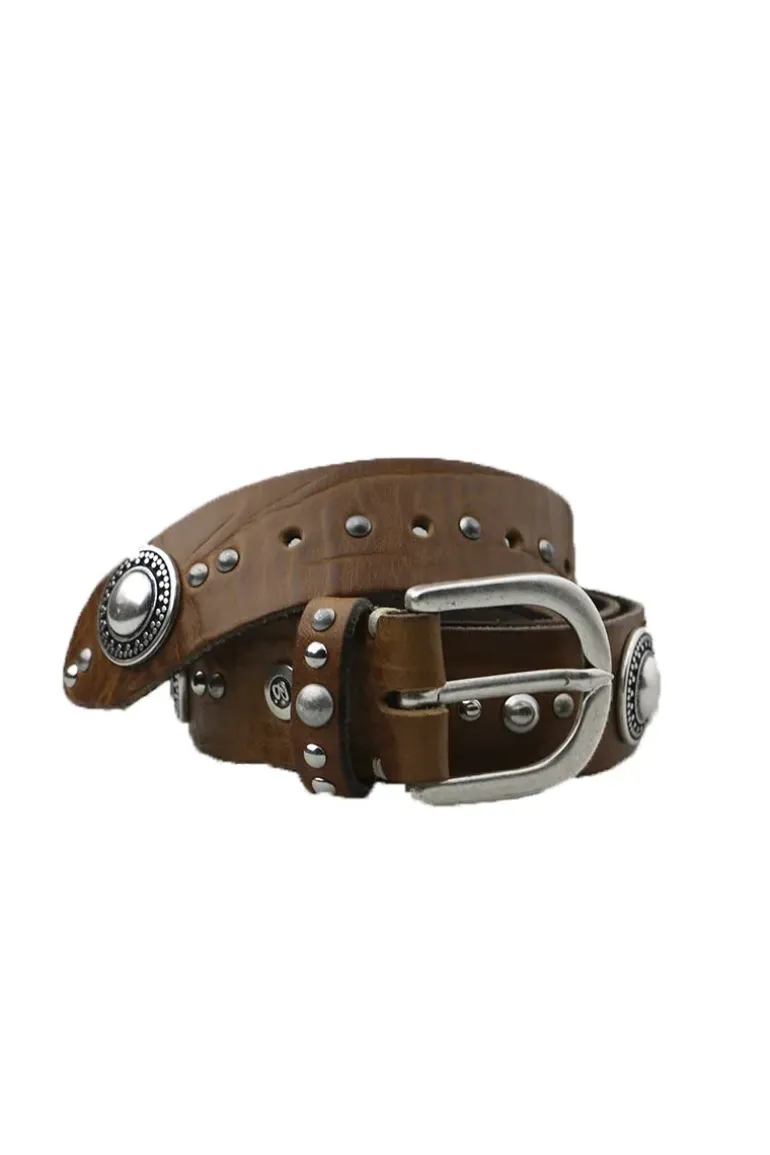Shield Stud Belt By B.Belt In Cognac