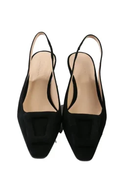 Slingback Suede Heels By Zinda In Black