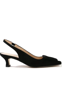 Slingback Suede Heels By Zinda In Black