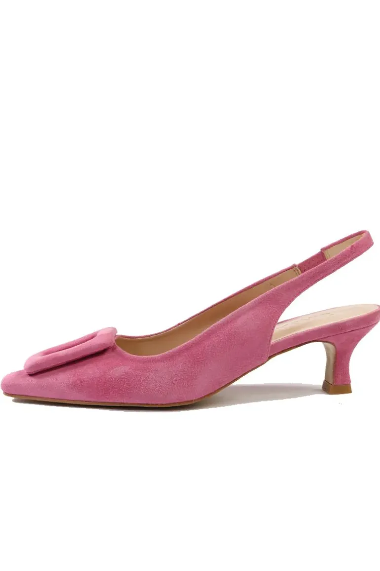 Slingback Suede Heels By Zinda In Fuchsia