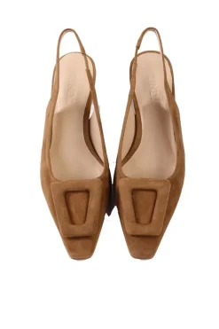 Slingback Suede Heels By Zinda In Tan