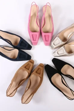 Slingback Suede Heels By Zinda In Tan