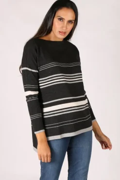 Split Hem Jumper In Black By Bridge & Lord