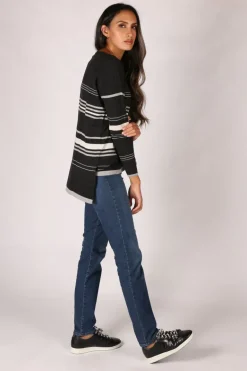 Split Hem Jumper In Black By Bridge & Lord