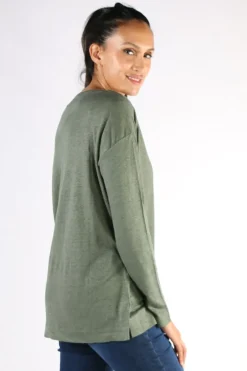 Split Hem Tee In Olive By Jump
