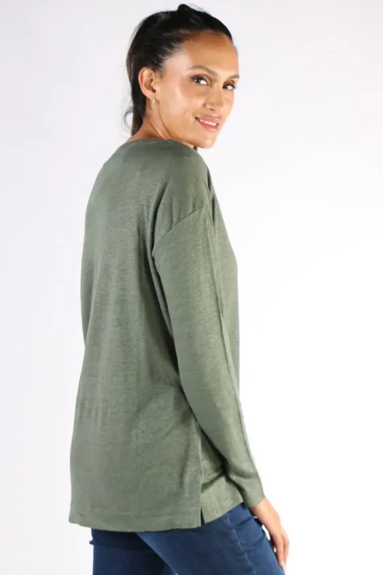 Split Hem Tee In Olive By Jump