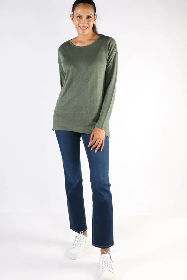 Split Hem Tee In Olive By Jump