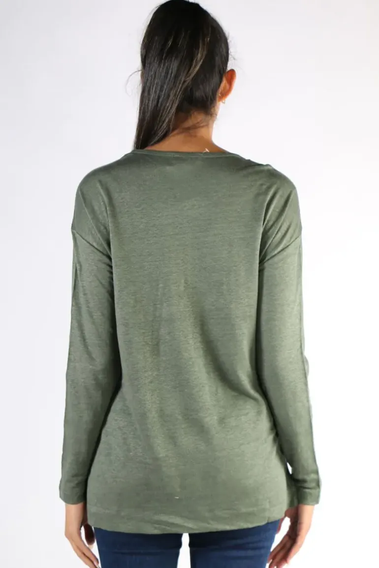Split Hem Tee In Olive By Jump