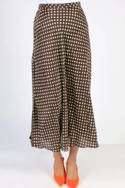 Spot Bias Skirt In Chocolate By Anupamaa