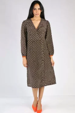 Spot Wrap Dress In Chocolate By Anupamaa