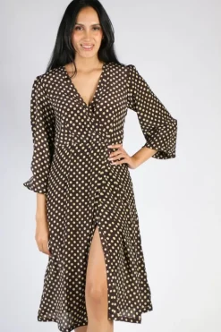 Spot Wrap Dress In Chocolate By Anupamaa