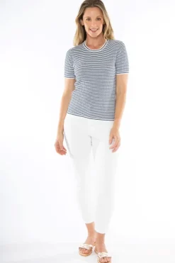 Stripe Rib Knit Jumper In Indigo By Jump