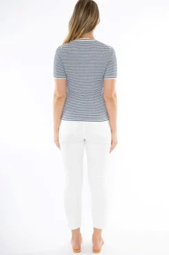 Stripe Rib Knit Jumper In Indigo By Jump