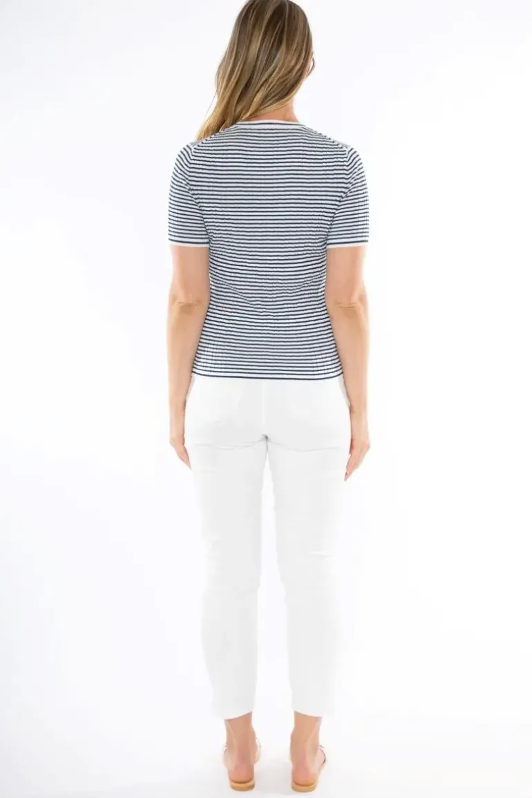 Stripe Rib Knit Jumper In Indigo By Jump