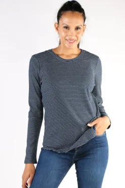 Stripe Waffle Tee In Navy By Jump