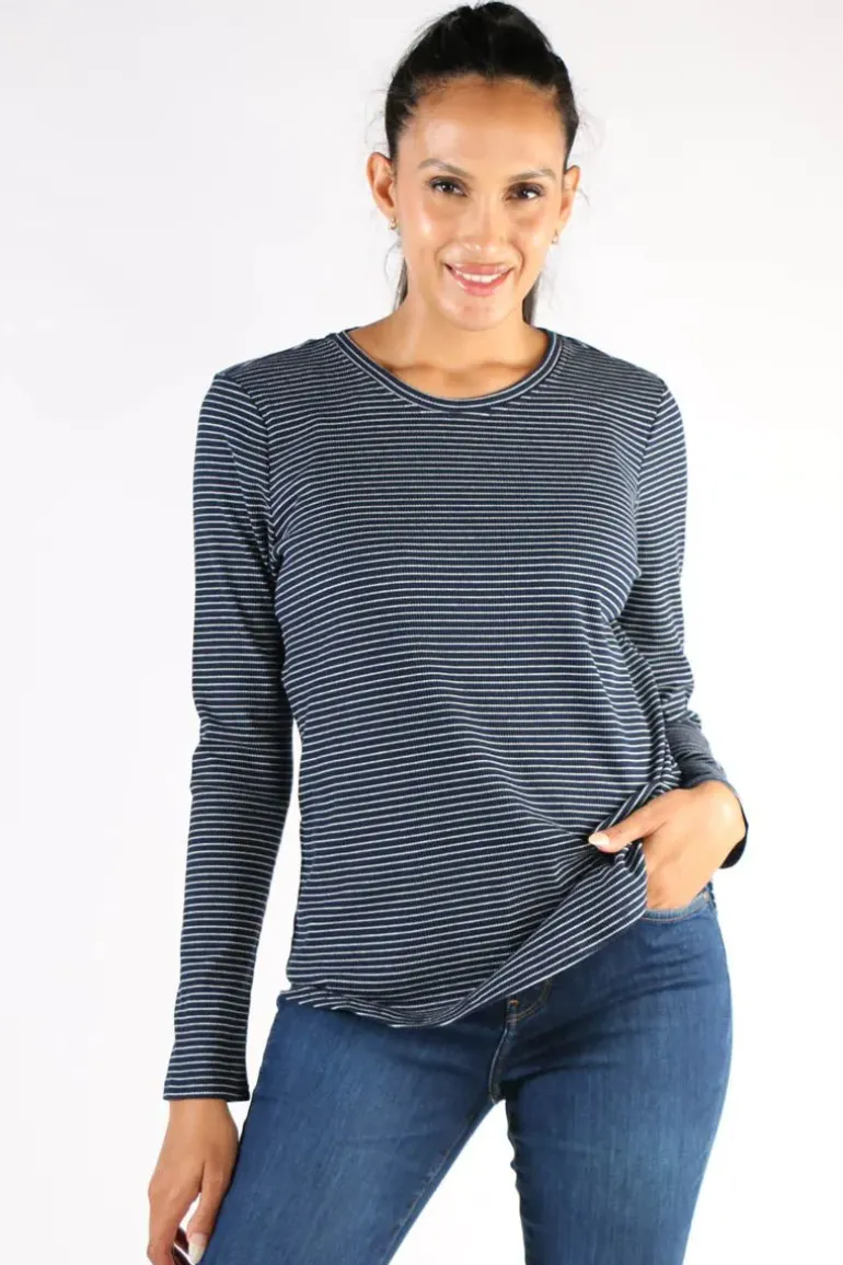 Stripe Waffle Tee In Navy By Jump