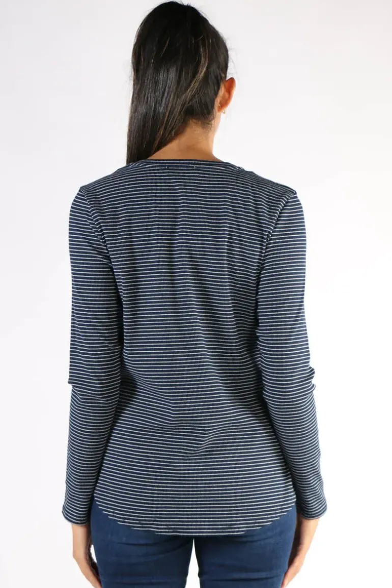Stripe Waffle Tee In Navy By Jump