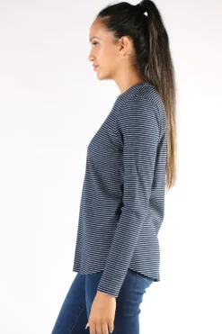 Stripe Waffle Tee In Navy By Jump