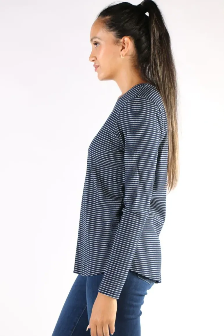 Stripe Waffle Tee In Navy By Jump