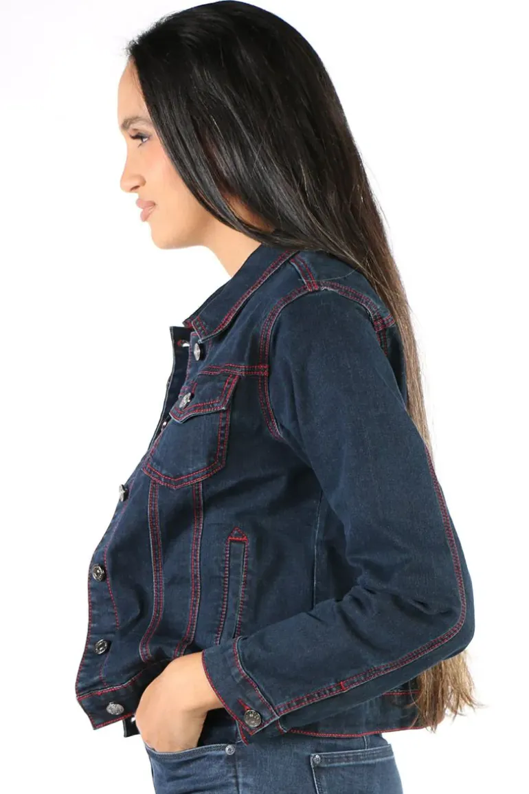 Threadz Contrast Trucker Jacket In Denim