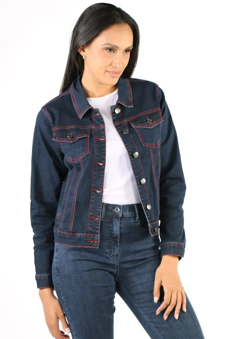 Threadz Contrast Trucker Jacket In Denim