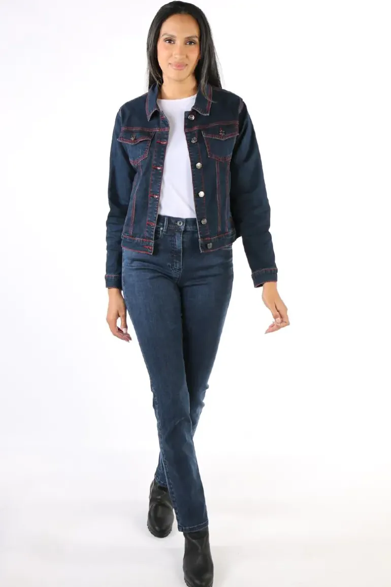 Threadz Contrast Trucker Jacket In Denim